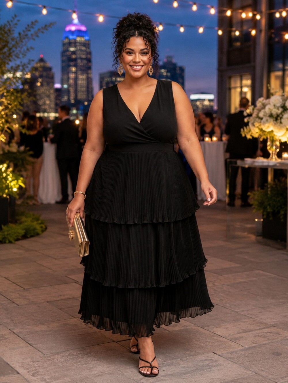 City Chic Black Pleated Maxi Dress Size 18 NWT